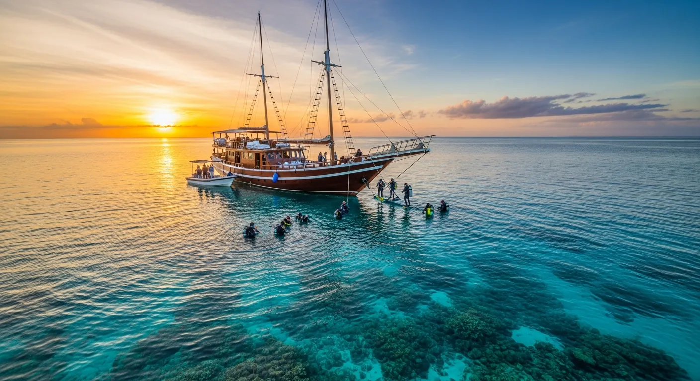 Phinisi liveaboard with divers, Komodo